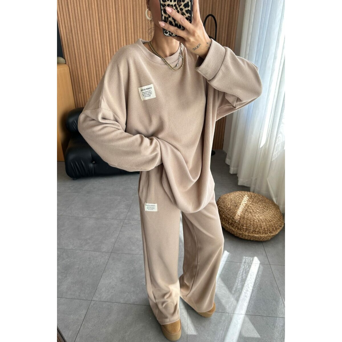 Ens. Maille Côtelé Taupe 36 38 